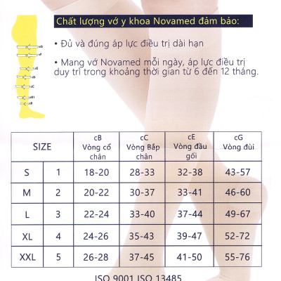 Vớ chống suy giãn tĩnh mạch Novamed - Nhập khẩu Thổ Nhĩ Kỳ ( vớ đùi )