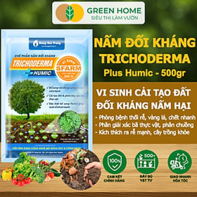 Nấm Đối Kháng Trichoderma Plus Humic GreenHome, Bao 500gr, Ủ Phân Hữu Cơ, Ủ Rác, Bổ sung Axit Humic