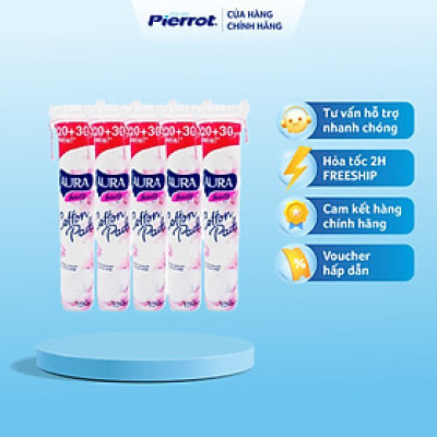 Combo 5 gói bông tẩy trang Aura Beauty Cotton Pads150 miếng (5x150)