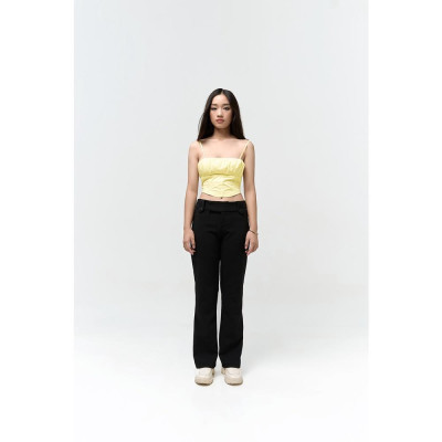 DOTTIE - Quần ống loe lưng thấp nữ đen Q0288