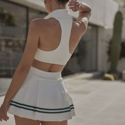 Chân váy thể thao dáng ngắn xòe kẻ xanh cao cấp