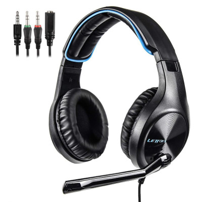 Tai nghe chơi game LETTON L6 3,5 mm âm thanh nổi trên tai với micrô có thể điều chỉnh cho PC máy tính xách tay Điện thoại thông minh