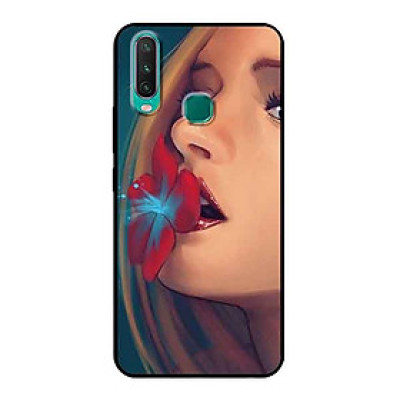 Ốp Lưng in cho Vivo Y12 Mẫu Cô Gái Hôn Bông Hoa - Hàng Chính Hãng