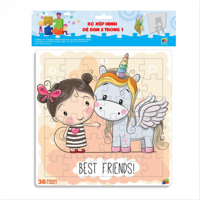 Bộ 2 Tranh Xếp Hình 36 Mảnh Để Bàn 23 x 23 cm - Minh Châu C2-006