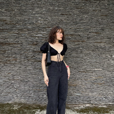 Giày Sandal Nữ The Bily 02W Quai Chéo Đôi - Màu Đen BL02WD