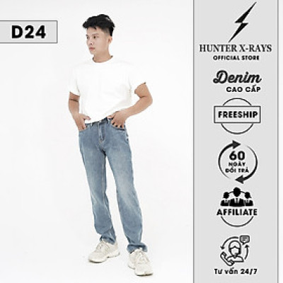 Quần Jeans Nam Cao Cấp HUNTER X-RAYS Form Straight Cotton Màu Xanh Đậm - Hunter X-Rays D24
