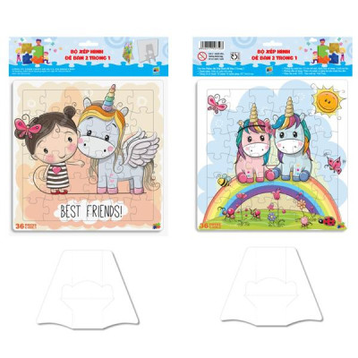 Bộ 2 Tranh Xếp Hình 36 Mảnh Để Bàn 23 x 23 cm - Minh Châu C2-006