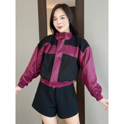 [LZ] Áo khoác da lộn nữ da lộn 2 lớp phối màu đẹp siêu chất-A2156