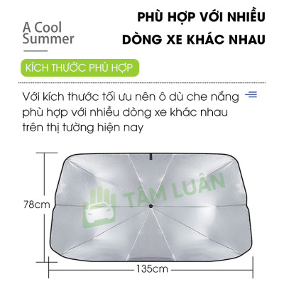Ô che nắng ô tô gấp gọn, tấm che nắng kính lái ô tô xe hơi chống nóng kính trước chống tia cực tím UPF 50+ TÂM LUÂN Chổi lau tẩm dầu - Hàng chính hãng