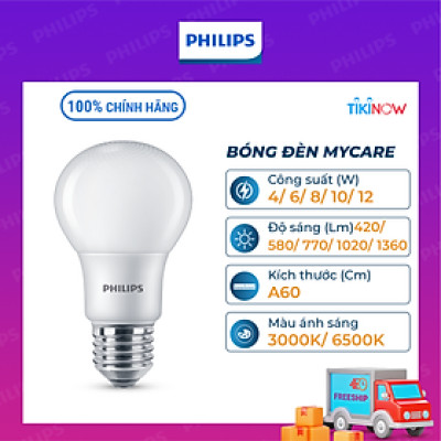 Bóng đèn PHILIPS LEDBULB Mycare A60 -Công suất (4W,6W,8W,10W,12W) bảo vệ mắt