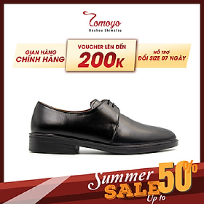 Giày tây nam Oxford Tomoyo đen bóng TMN23301
