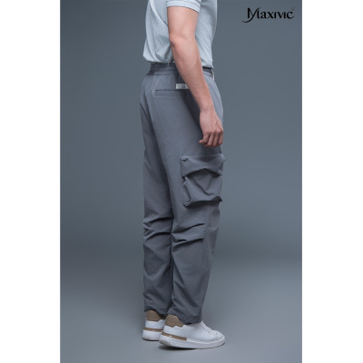 Quần nam kaki xám nhạt túi hộp ống đứng