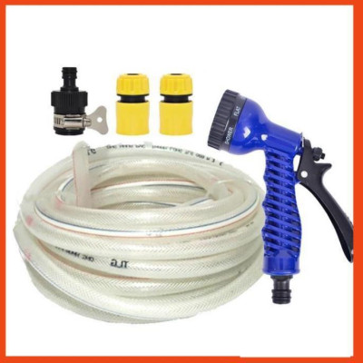 Bộ dây tăng áp 3 lần vòi xịt nước rửa xe, tưới cây loại 3-5m(cút nhựa nối nhựa đen) 206843