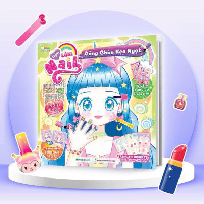 Sách bo 4 cuốn Tiệm Làm Nail Công chúa (1200+ stickers dễ thương) - Sách bóc dán sticker cho bé gái