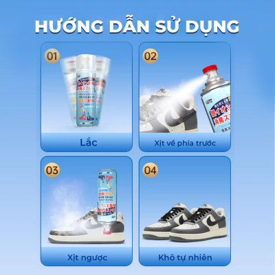 Chai Xịt Khử Mùi Giày Nano Bạc Dung Tích 260ml Chai Màu Xanh Diệt Khuẩn Ngăn Ngừa Hôi Chân Lưu Hương 24h