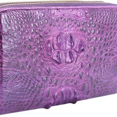 Ví Nữ Da Cá Sấu Nhiều Ngăn Huy Hoàng HT3274 (11 x 22 cm) - Tím