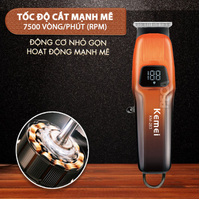 Tông đơ chấn viền Kemei KM-263 công suất mạnh 5W màn hình LCD tiện lợi có thể cạo đầu, khắc tóc tattoo, tạo kiểu- Chính hãng
