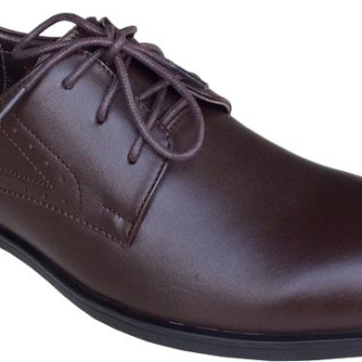 Giày tây nam buộc dây Trường Hải màu nâu đế cao su  cao 3.5cm da bò thật GT0121