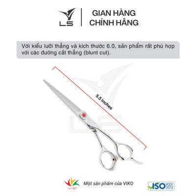 Kéo cắt tóc LS lưỡi thẳng quai offset vênh đỡ ngón cố định PSO/6.0