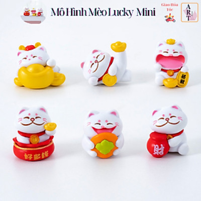 Mô Hình Mèo Lucky Mini Bộ Lục 6 Cái Trang Trí DIY_ Hàng chính hãng