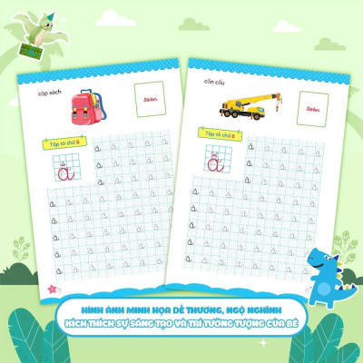 Sách - Cùng Khủng Long Học Nét Cơ Bản - Nét, Số, Chữ Cái Đầu Tiên - Combo 3 Cuốn - Tặng Kèm Sticker Bé Trai - Megabook