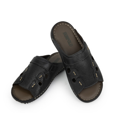 Dép nam quai ngang da bò cao cấp đế cao su SUNPOLO DQN018