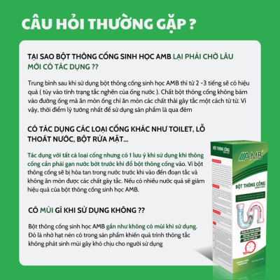 Combo 2 lọ bột thông cống AMB, bột thông bồn cầu, bồn rửa bát, tắc cống siêu mạnh, hiệu quả an toàn