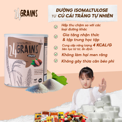 Sữa Hạt Gạo Lứt Hữu Cơ 24Grains 700g Vị Socola Nhập Khẩu Malaysia Cho Trẻ Từ 3 Tuổi & Người Lớn Bổ Sung Dinh Dưỡng Vegan - 24grainsvn