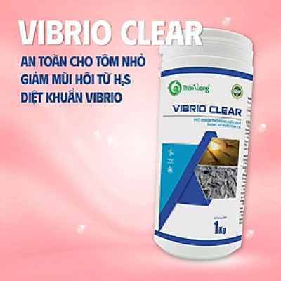 DIỆT KHUẨN PHỔ RỘNG AN TOÀN CHO CÁ TÔM NHỎ, KIỂM SOÁT MẬT ĐỘ KHUẨN TỪ CÁC LOÀI VIBRIO VÀ GIẢM MÙI HÔI TỪ H2S VIBRIO CLEAR Hũ 1kg