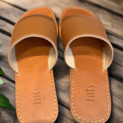 Dép Lê Quai Ngang Da Bò FTW001BROWN thời trang thiết kế Hity