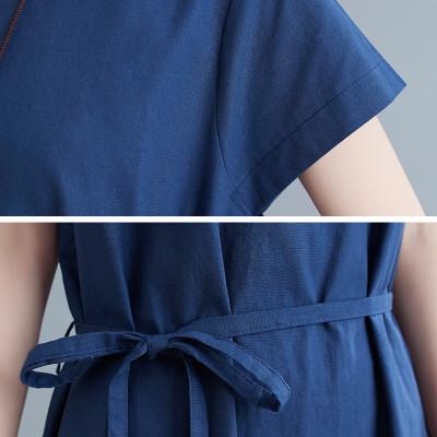 Đầm bầu suông linen cổ tròn ngắn tay mặc hè, chất linen tự nhiên mềm mát Haint Boutique B84