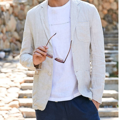 Áo vest blazer Linen nam dáng chuẩn công sở, chất vải linen tự nhiên mềm mại Haint Boutique Bz06