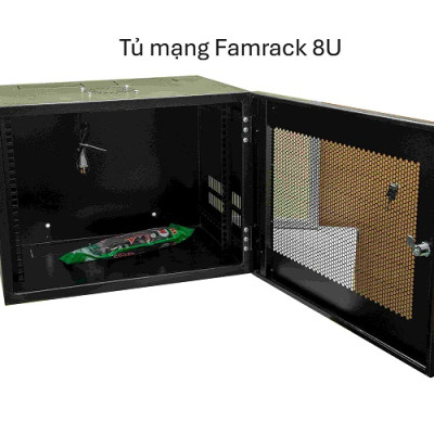 Tủ rack 8U treo tường Famrack 8UD500 – Sâu 500mm – Đựng thiết bị mạng, điện nhẹ
