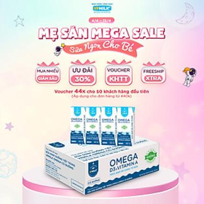 Sữa Dinh Dưỡng Tiệt Trùng VPMilk Omega Có Đường dạng hộp cho bé trên 1 tuổi 180ml (thùng 48 hộp)