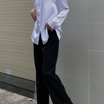 LAAS Quần ống đứng tag túi đen thanh lịch sang trọng
