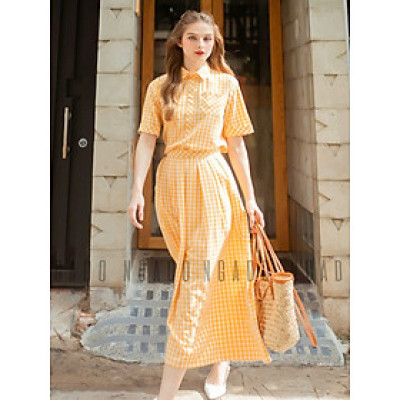 Set sơ mi caro vàng NGADO