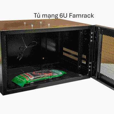 Tủ Rack 6U Treo Tường D500 Famrack Cửa lưới, Sơn Tĩnh Điện Hàng Chính Hãng