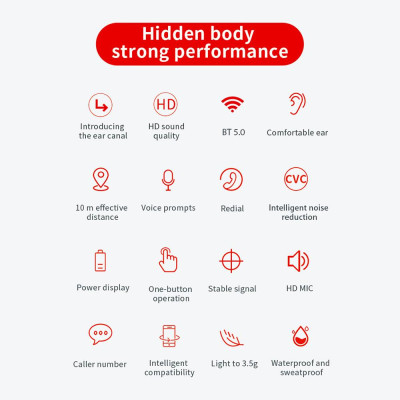 CINCATDY Tai Nghe Bluetooth V5.0 Earbuds Gaming Headphone True Wireless Headset K-88 - Hàng Chính Hãng