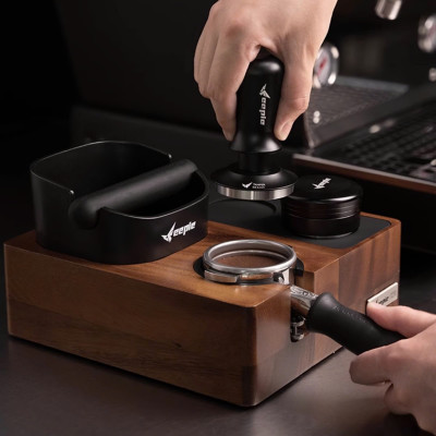 Feepie bàn đế nén cà phê tích hợp đập bã nổi đa năng gỗ óc chó Nam Mỹ