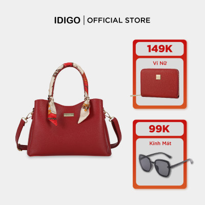 Túi Xách Nữ Công Sở Sang Chảnh IDIGO FB2-5055, Túi Đeo Chéo Thời Trang Phối Khăn Lụa Đi Tiệc Cao Cấp
