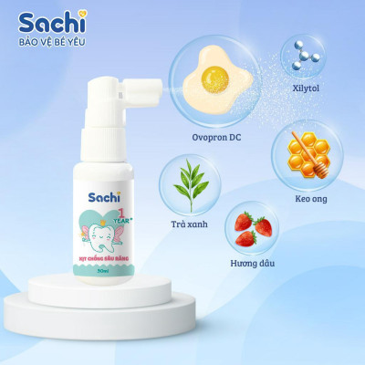 Xịt Chống Sâu Răng Cho Bé SACHI Ngăn Ngừa Mảng Bám Giảm Hôi Miệng, Mang Lại Hơi Thở Thơm Mát Chai 30ml