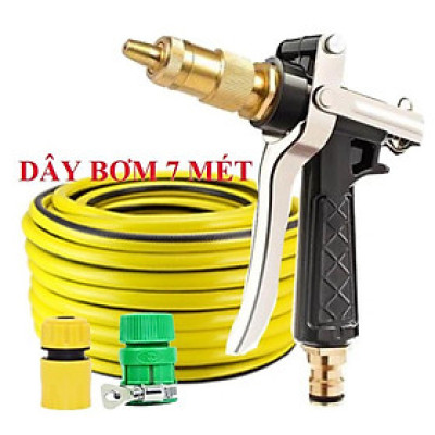 Bộ dây vòi xịt nước rửa xe,tưới cây.tăng áp 3 lần,loại 7m,10m 206236 đầu đồng,cút,nối nhưa v + tặng túi đựng bút