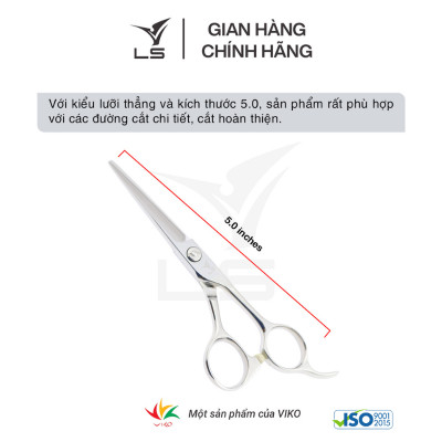 Kéo cắt tóc LS lưỡi thẳng quai offset phẳng đỡ ngón cố định CB12/5.0