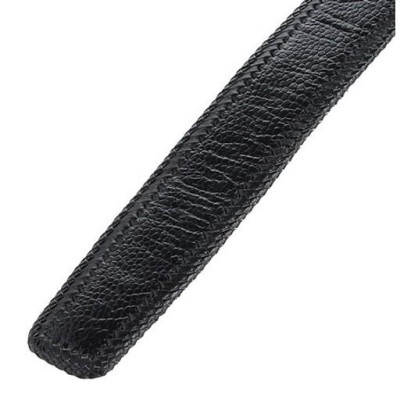 Dây nịt nam da đà điểu Huy Hoàng đan viền bản lớn đầu kim màu đen HC4459