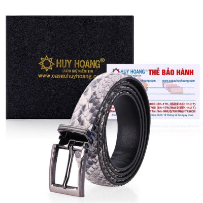 HP5301-02-03-09 - Dây thắt lưng nữ da trăn Huy Hoàng 2,5P màu đen, nâu, da nguyên thủy, trắng
