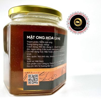Mật ong hoa cà phê nguyên chất loại 450g lọ thủy tinh