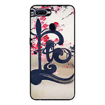 Ốp Lưng in cho Oppo A7 Mẫu Thư Pháp LỘC Nền Anh Đào - Hàng Chính Hãng