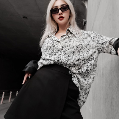 Chân váy vạt đắp xếp ly đen