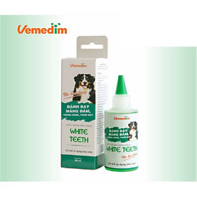 Vemedim Nước Súc Miệng WHITE TEETH Đánh bay Mảng Bám, Giảm Hôi Miệng cho Chó Mèo