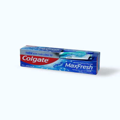 Kem Đánh Răng COLGATE Maxfresh Bạc Hà Tinh Thể The Mát tuýp 225g + Bàn Chải Đánh Răng